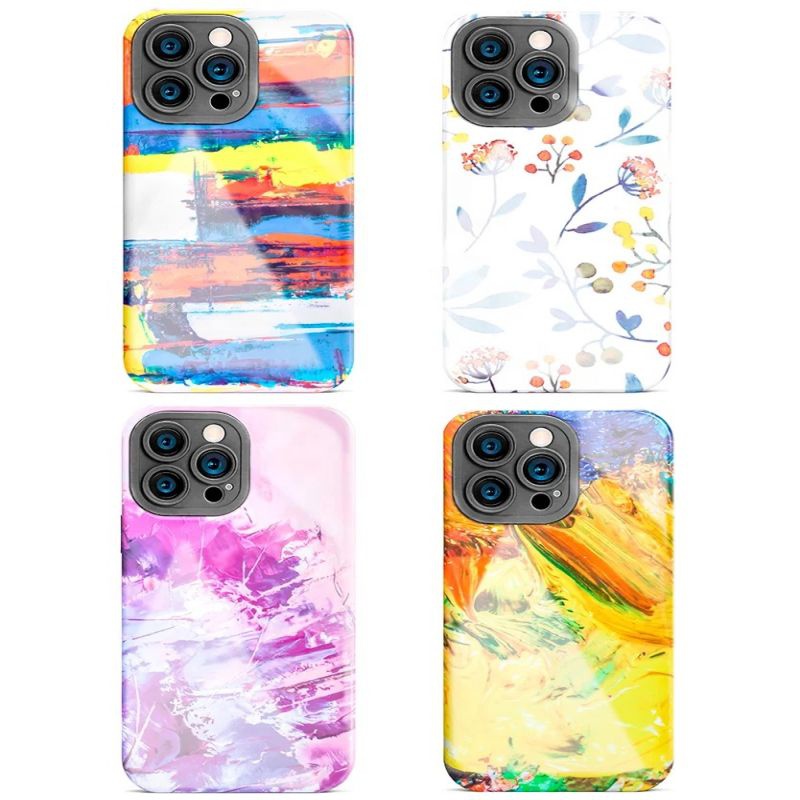 A phone case with a colorful texture